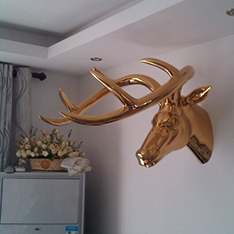 gold plate decorative deer head wall decor